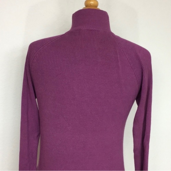 1775 Womens Mauve High Collar Ribbed Snap Button Long Sleeve Knit Top Size Large - Picture 8 of 14